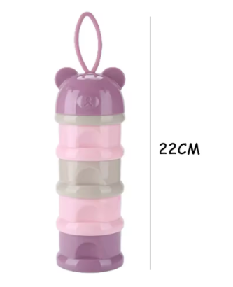 4-Layer Portable Toddler Snack Container & Milk Powder Dispenser with Side Openings