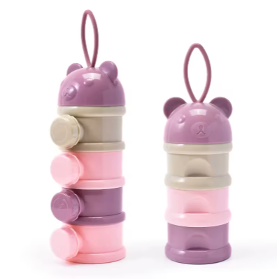 4-Layer Portable Toddler Snack Container & Milk Powder Dispenser with Side Openings