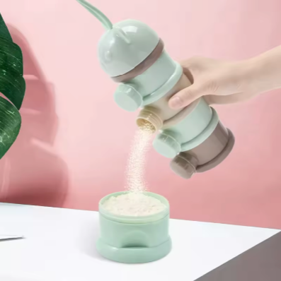 4-Layer Portable Toddler Snack Container & Milk Powder Dispenser with Side Openings