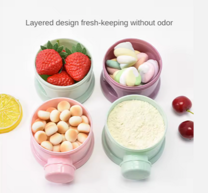 4-Layer Portable Toddler Snack Container & Milk Powder Dispenser with Side Openings