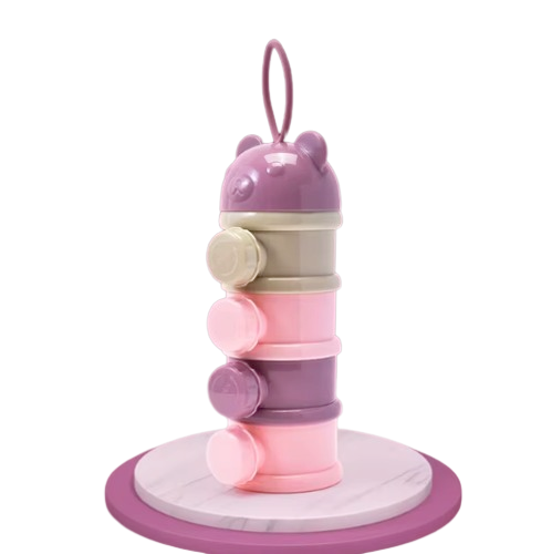 4-Layer Portable Toddler Snack Container & Milk Powder Dispenser with Side Openings