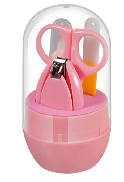 4-Piece Infant Nail Care Set with Animal Storage Case – Baby Clippers, Scissors, File & Tweezers