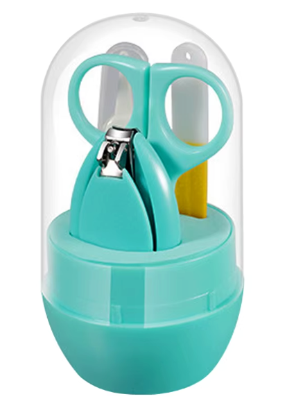 4-Piece Infant Nail Care Set with Animal Storage Case – Baby Clippers, Scissors, File & Tweezers