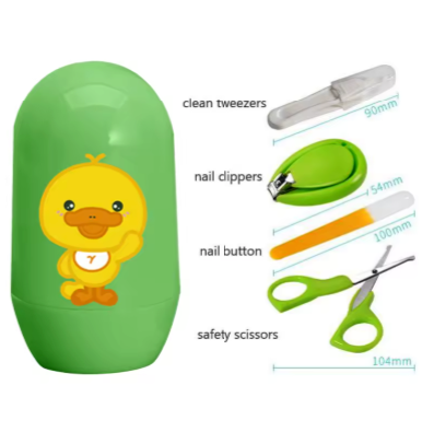 4-Piece Infant Nail Care Set with Animal Storage Case – Baby Clippers, Scissors, File & Tweezers