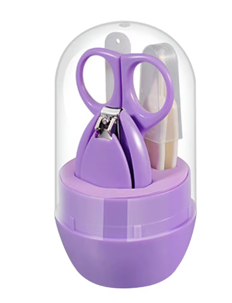 4-Piece Infant Nail Care Set with Animal Storage Case – Baby Clippers, Scissors, File & Tweezers