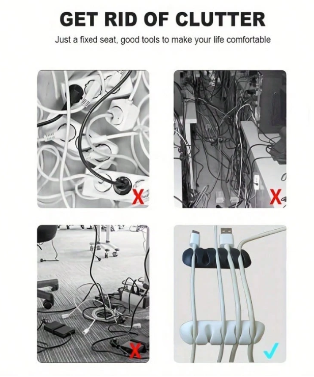 5-Hole Cable Finishing Clip – Adhesive Cable Organizer for Desk, Wall & Charging Cords (1pc)