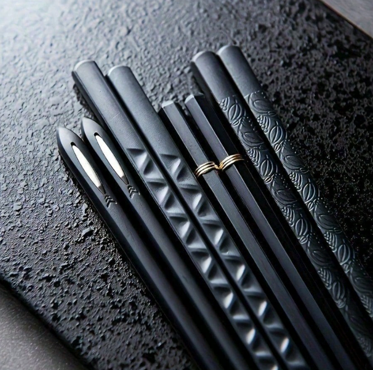 KANGANWEISHI 5-Piece Glass Fiber Chopsticks Set – Heat-Resistant Dining Utensils