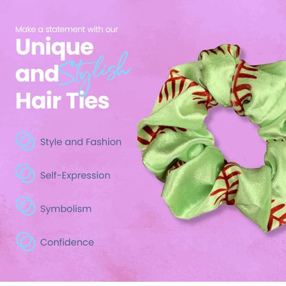 Softball Hair Scrunchies – 9-Pack Yellow Softball Print Elastic Hair Ties