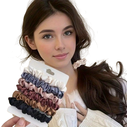 6-Piece Satin Hair Scrunchies Set – Random Colors