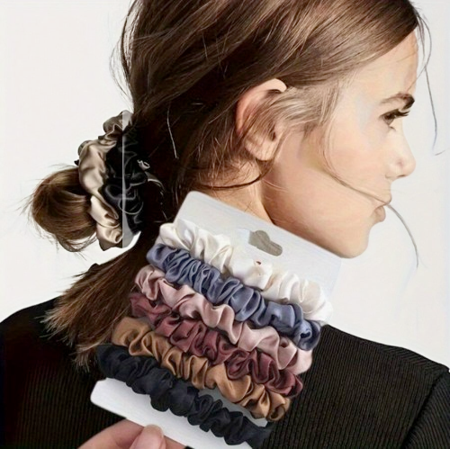 6-Piece Satin Hair Scrunchies Set – Random Colors