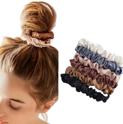 6-Piece Satin Hair Scrunchies Set – Random Colors