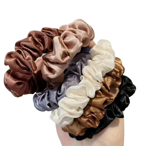 6-Piece Satin Hair Scrunchies Set – Random Colors