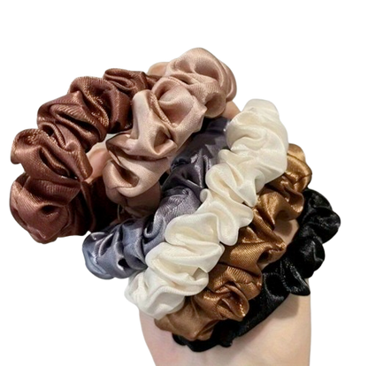 6-Piece Satin Hair Scrunchies Set – Random Colors