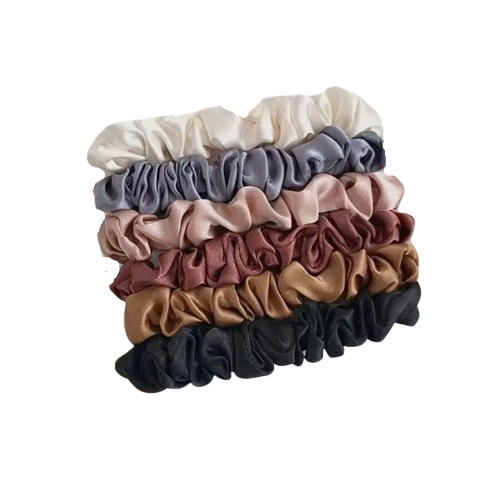 6-Piece Satin Hair Scrunchies Set – Random Colors