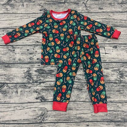 Kids Smiley Candy Cane Christmas Pajama Set – 3 Months to 6 Years