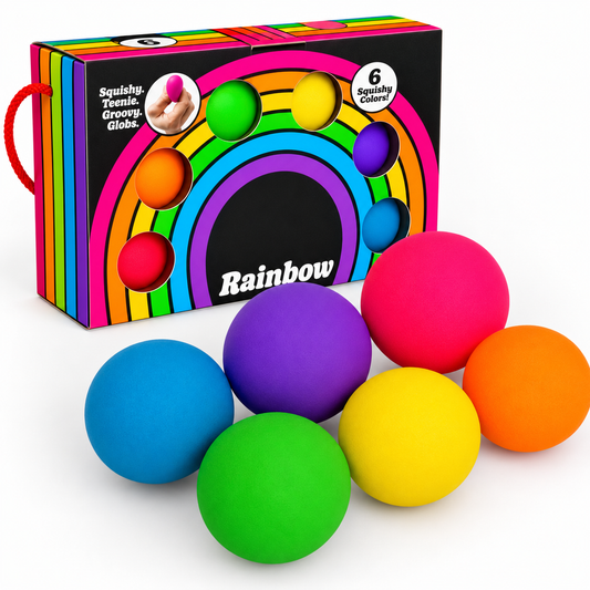 Rainbow Teenie Squishy Stress Balls – 6-Piece Set