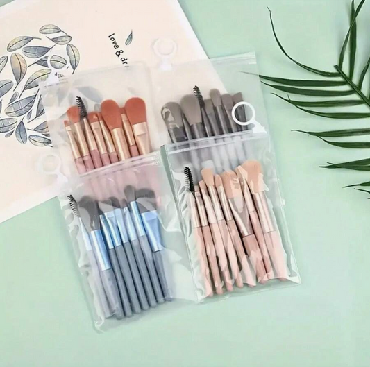 8-Piece Mini Multipurpose Makeup Brush Set – Portable Professional Beauty Kit