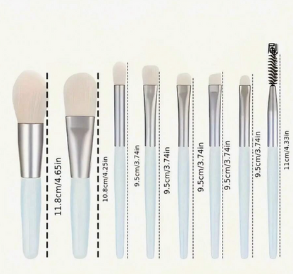 8-Piece Mini Multipurpose Makeup Brush Set – Portable Professional Beauty Kit