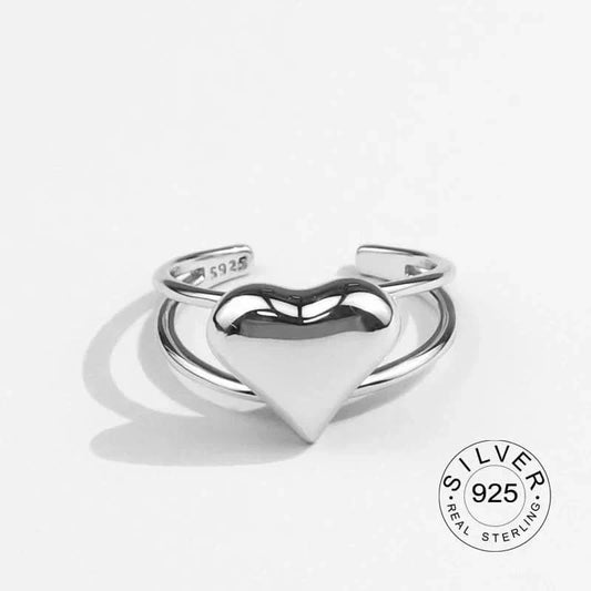 925 Sterling Silver Heart Rings - Women's Jewelry
