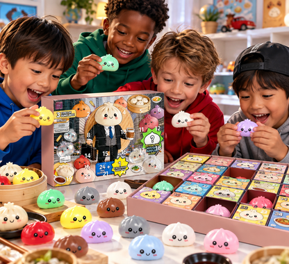 24-Piece Mystery Dumpling Squishy Countdown Advent Calendar – Slow Rise Sensory Fidget Toys