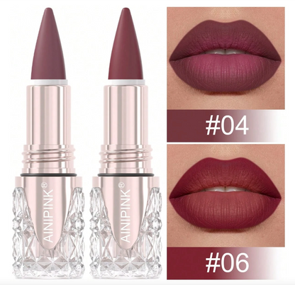 AINIPINK 2pcs Matte Lipstick Lip Gloss, Waterproof, Easy To Apply, Does Not Fade, Does Not Stick To The Cup, Sweat-Proof