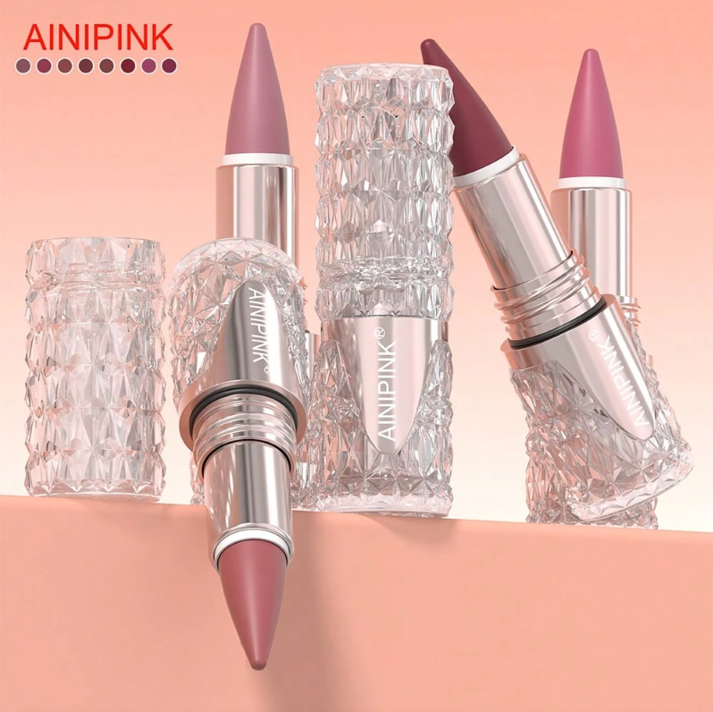 AINIPINK 2pcs Matte Lipstick Lip Gloss, Waterproof, Easy To Apply, Does Not Fade, Does Not Stick To The Cup, Sweat-Proof