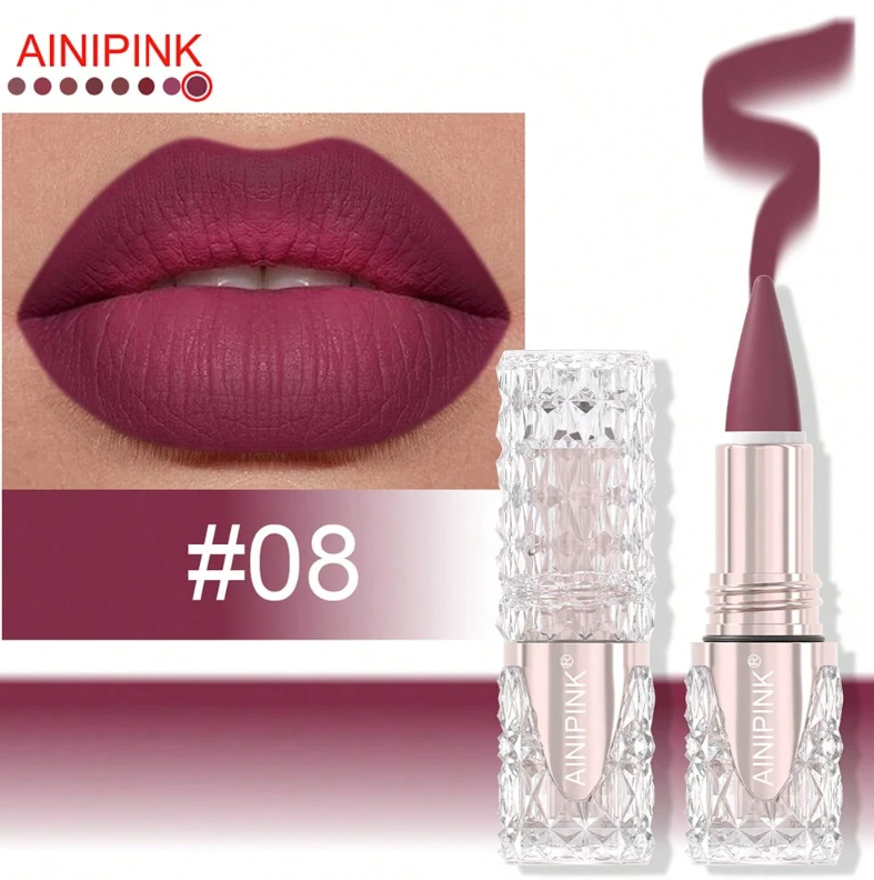 AINIPINK 2pcs Matte Lipstick Lip Gloss, Waterproof, Easy To Apply, Does Not Fade, Does Not Stick To The Cup, Sweat-Proof