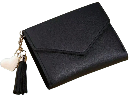Women’s Faux Leather Wallet with Tassel Charm