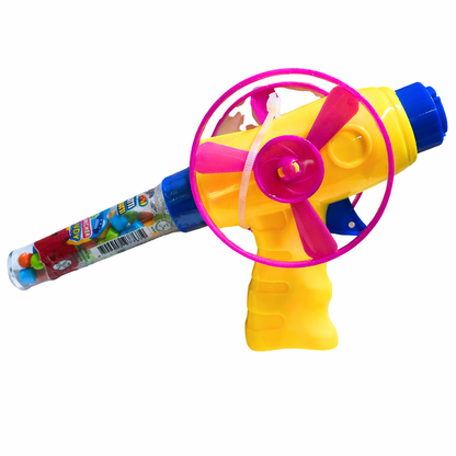 Albert’s Disc Launcher Toy with Candy Tube, 3-Pack Flying Disc Shooters for Kids, Assorted Colors