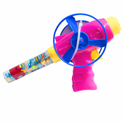Albert’s Disc Launcher Toy with Candy Tube, 3-Pack Flying Disc Shooters for Kids, Assorted Colors