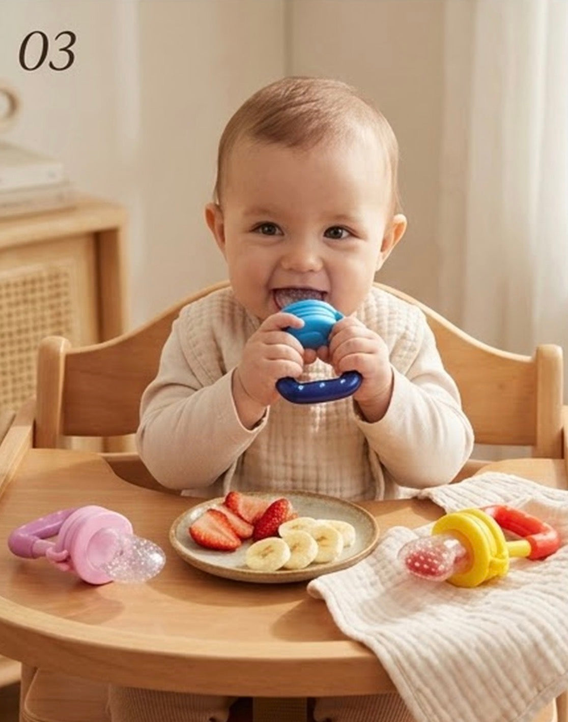 Baby Fruit Feeder & Teether Pacifier Multi-functional Teething Relief Silicone BPA-Free