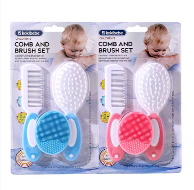 Kokibebe Baby Comb and Brush Set for Newborns, Soft Bristle Hairbrush and Infant Scalp Massager