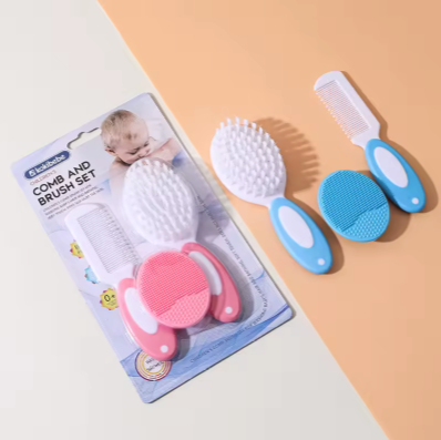 Kokibebe Baby Comb and Brush Set for Newborns, Soft Bristle Hairbrush and Infant Scalp Massager
