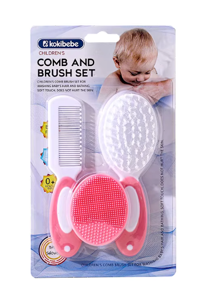 Kokibebe Baby Comb and Brush Set for Newborns, Soft Bristle Hairbrush and Infant Scalp Massager