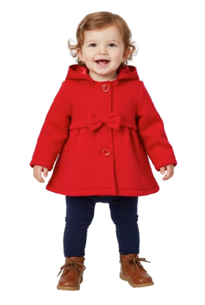 Unik Baby Girls Hooded Jacket with Bow Detail (Sizes 2–4)