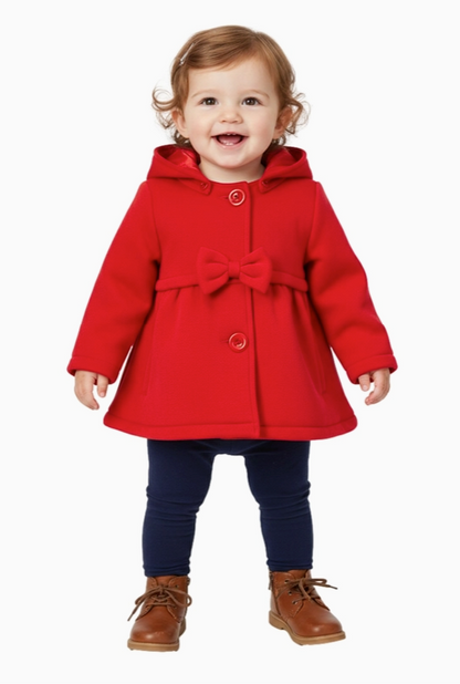 Unik Baby Girls Hooded Jacket with Bow Detail (Sizes 2–4)