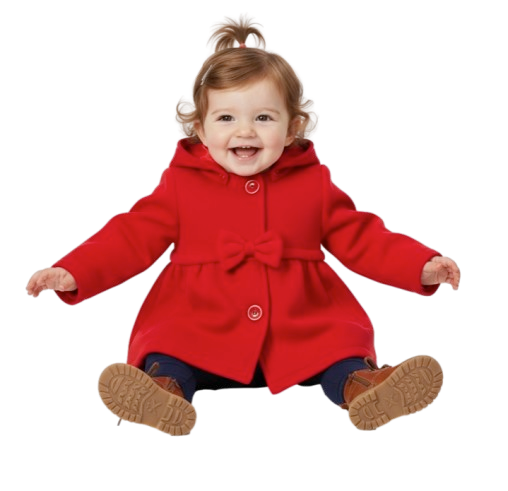 Unik Baby Girls Hooded Jacket with Bow Detail (Sizes 2–4)
