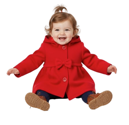 Unik Baby Girls Hooded Jacket with Bow Detail (Sizes 2–4)