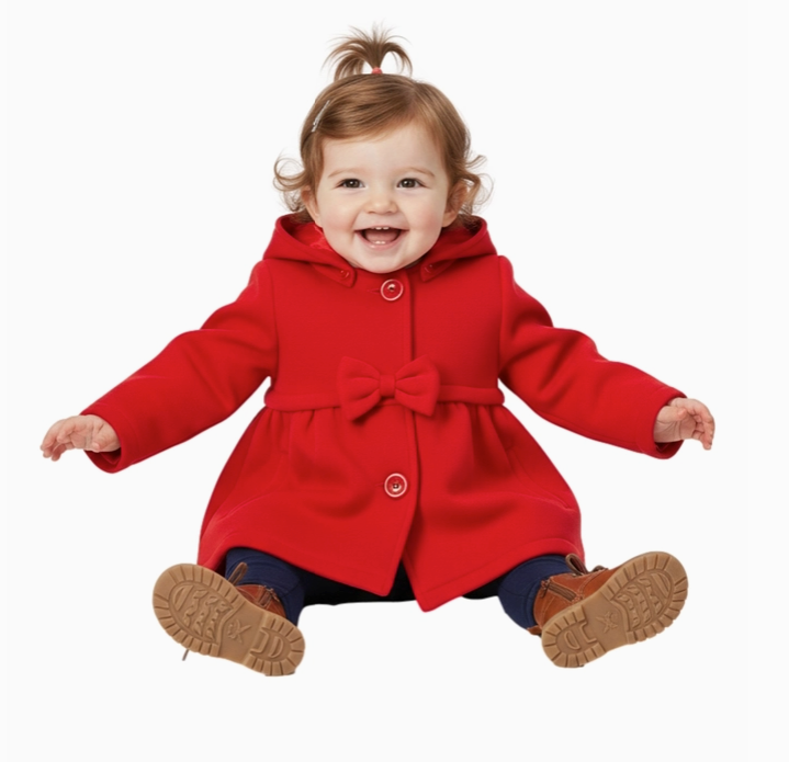 Unik Baby Girls Hooded Jacket with Bow Detail (Sizes 2–4)