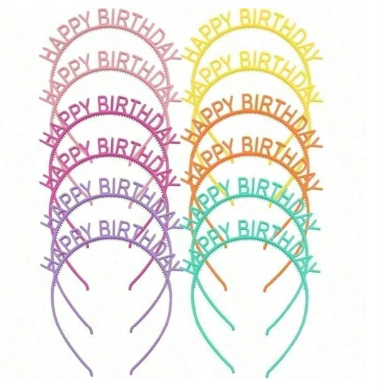 Happy Birthday Headband Set – 10 Pack Colorful Party Hair Accessories