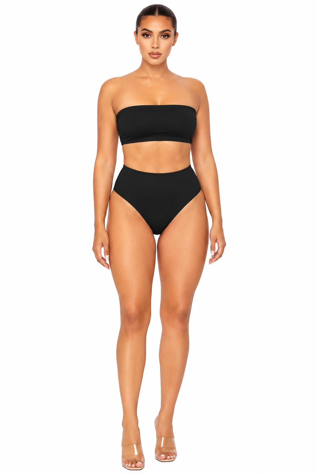 Women’s Bandeau Bra Top & High-Waist Panty Set – Soft Seamless Comfort