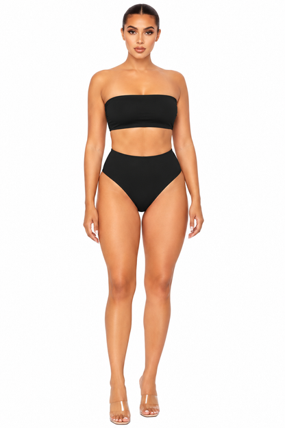 Women’s Bandeau Bra Top & High-Waist Panty Set – Soft Seamless Comfort