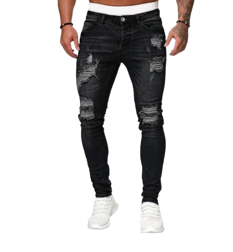 Men’s Distressed Skinny Fit Ripped Denim Jeans