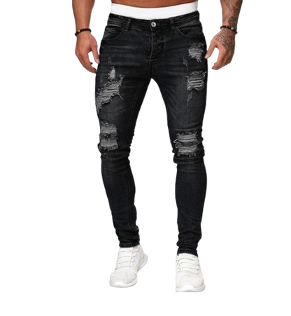 Men’s Distressed Skinny Fit Ripped Denim Jeans