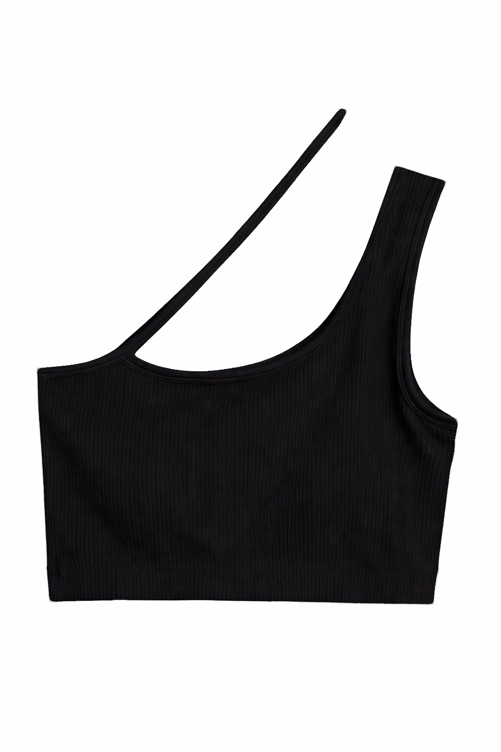 Women’s One Shoulder Ribbed Crop Top Stretch Tank - One Size Fits Most