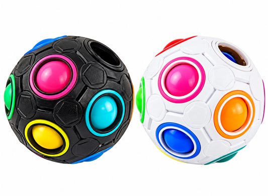 2-Pack Rainbow Magic Stress Relief Puzzle Fidget Balls – Color-Matching Brain Teaser Toys