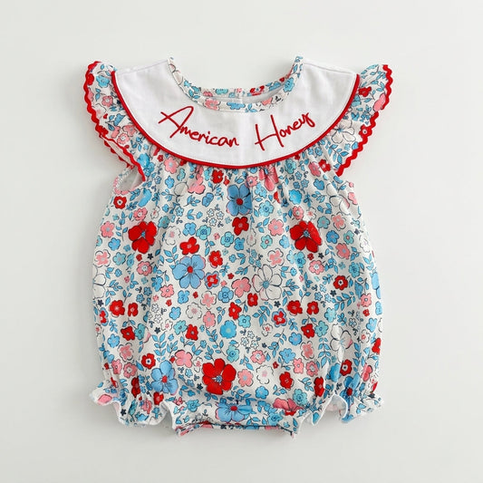 Baby Girls American Honey Embroidered Floral Romper – Newborn to 3T