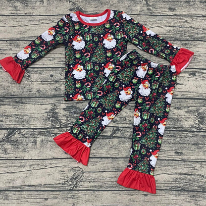 Girls Christmas Eve Santa Ruffle Pajama Set – 3 Months to 8 Years