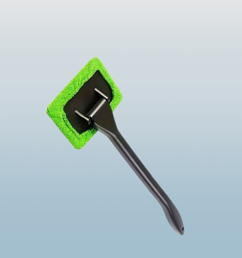 Adjustable Car Window Cleaning Tool – 180° Rotating Glass Scraper with Microfiber Pad