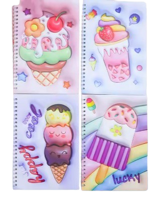 3D Cartoon Ice Cream Spiral Notebook